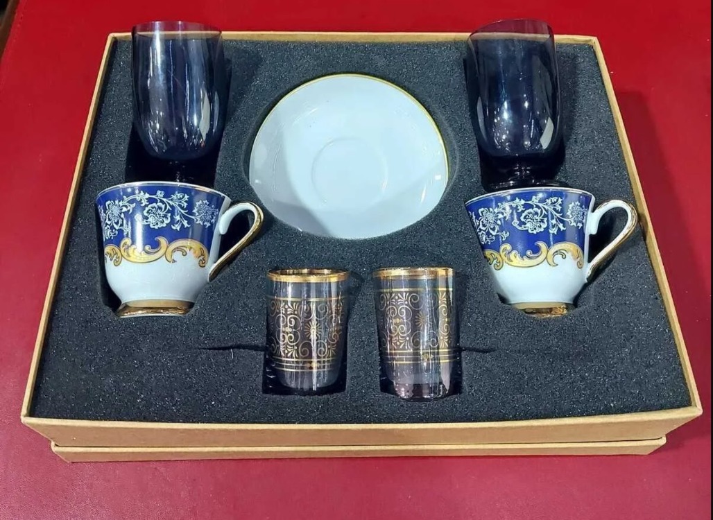 DEFPPKAHVE Danieli Exclusive Fine Porcelain Porselen 2 Kişilik Türk Kahve Fincan Set Su Likör