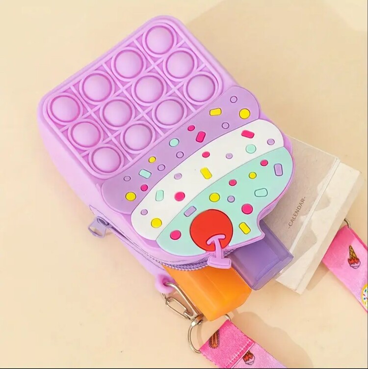 BAF179223 Mor Çapraz Çanta Gençler İçin Sevimli Cupcake 1 Adet