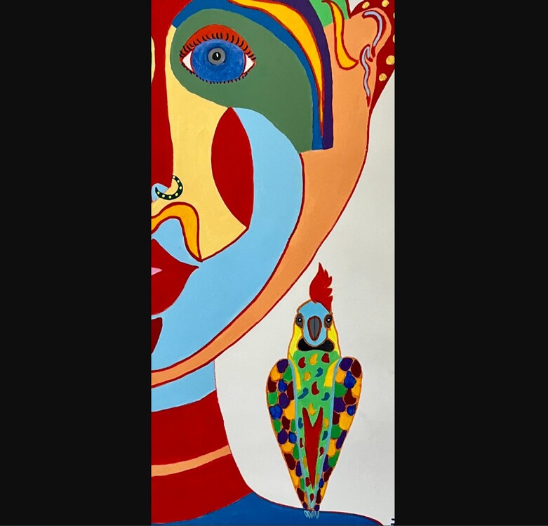 18421052025 Taklitçilik 2023 İspanya Tuval Üzerine Akrilik 78x60cm Pop Art