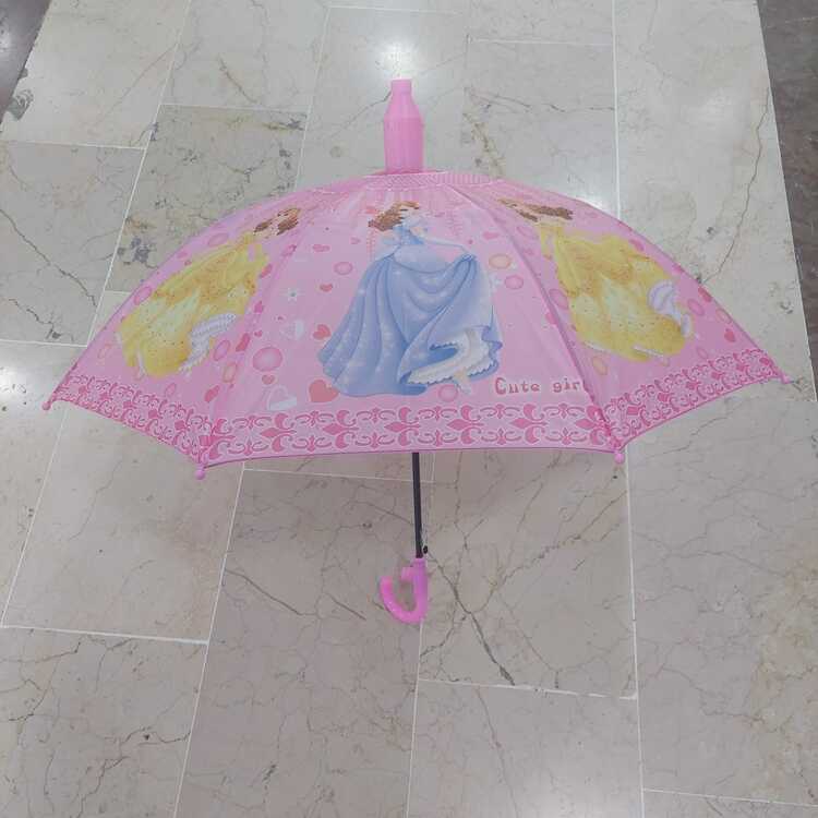 709615 Bardaklı Korumalı Kız Çocuk Pembe Baskılı Şemsiye Aksesuar 1 Adet