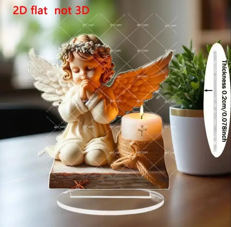 PG6313871 602 2D Düz, Dua Meleği Mum Dekorasyonu - Kapalı Gözler