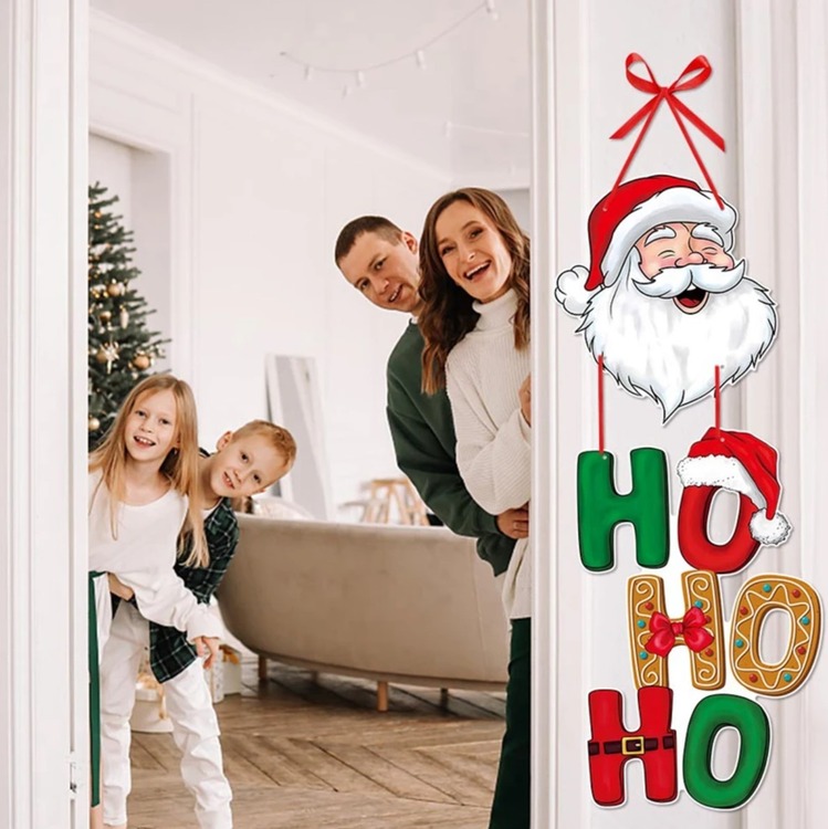 LH01201L10 Hohoho Mutlu Noel Kapı Askı Yeni Yıl Parti Kolye Asılı Oranment 1 Adet