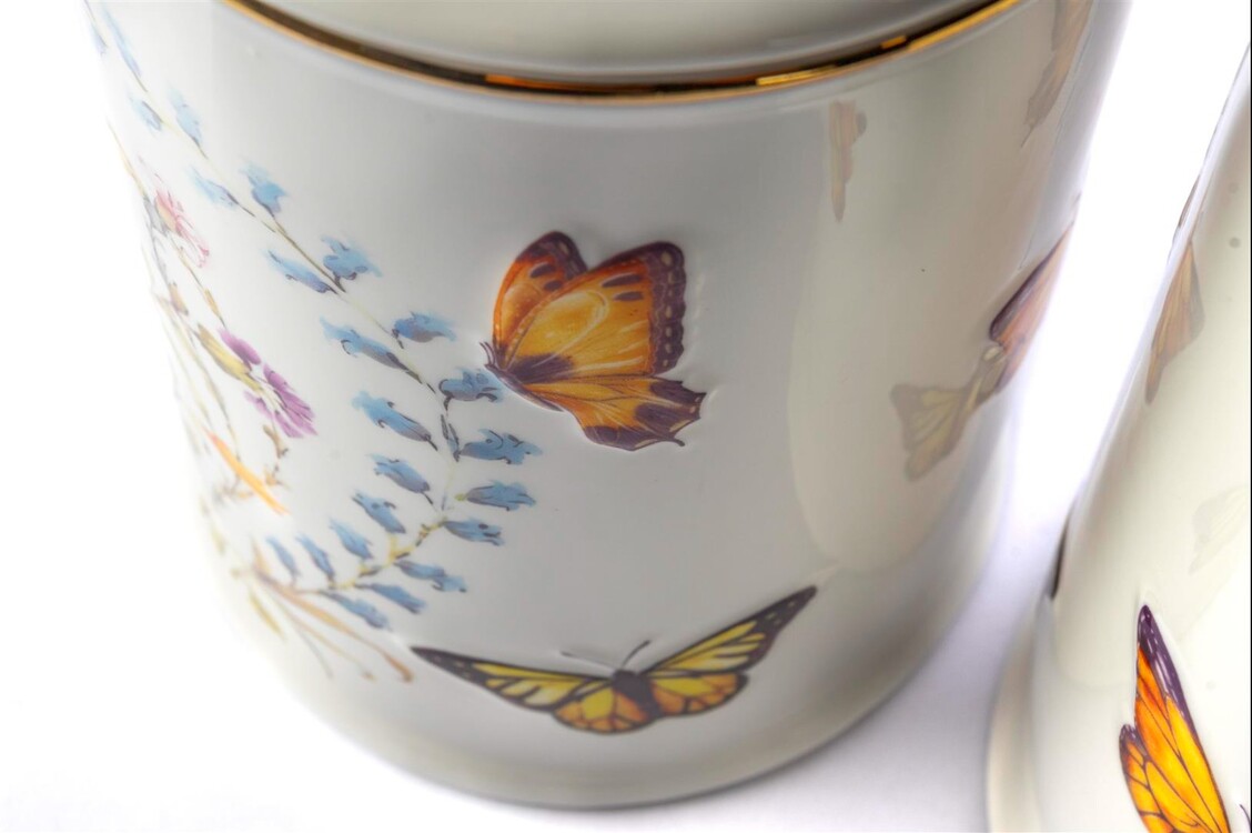 P374.101234 Mariposa 2'li Kavanoz Set 11x20cm Butik Porselen Mutfak Dekorasyon