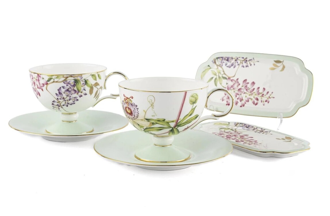 P367.815723 Happily 6 Parça 2'li Çay Fincan Set 220cc Sofra Mutfak Porselen Mini Lokumluklu