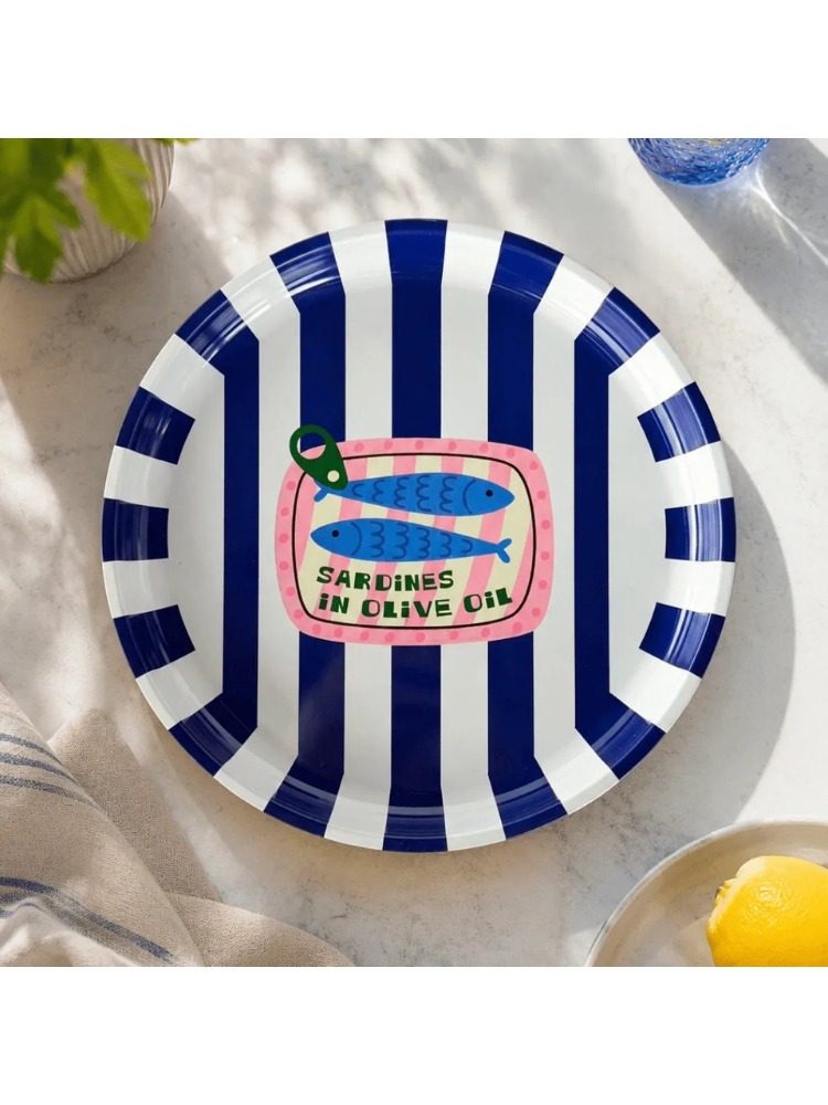AHBCV0000GXP0E3 Home 26 cm Sardines Mavi Meyve Tabağı ve 4'lü Çerezlik Seti