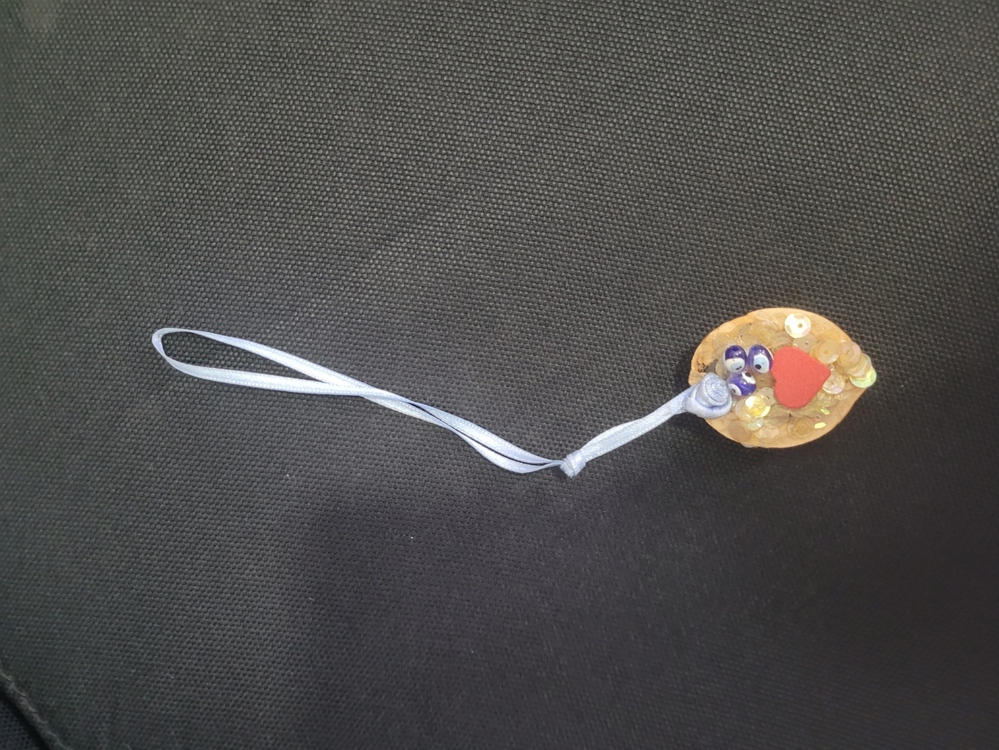 A152220042025 El Yapım Ceviz Nazar Kalp Asmalık Süs İp Dahil 20cm 1 Adet