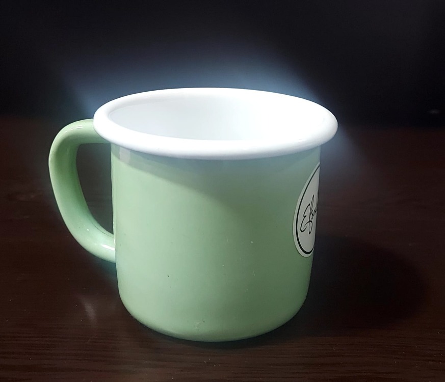 A192723122025 emaye kupa Çap yeşil 9cm Yük 8 cm 1 adet