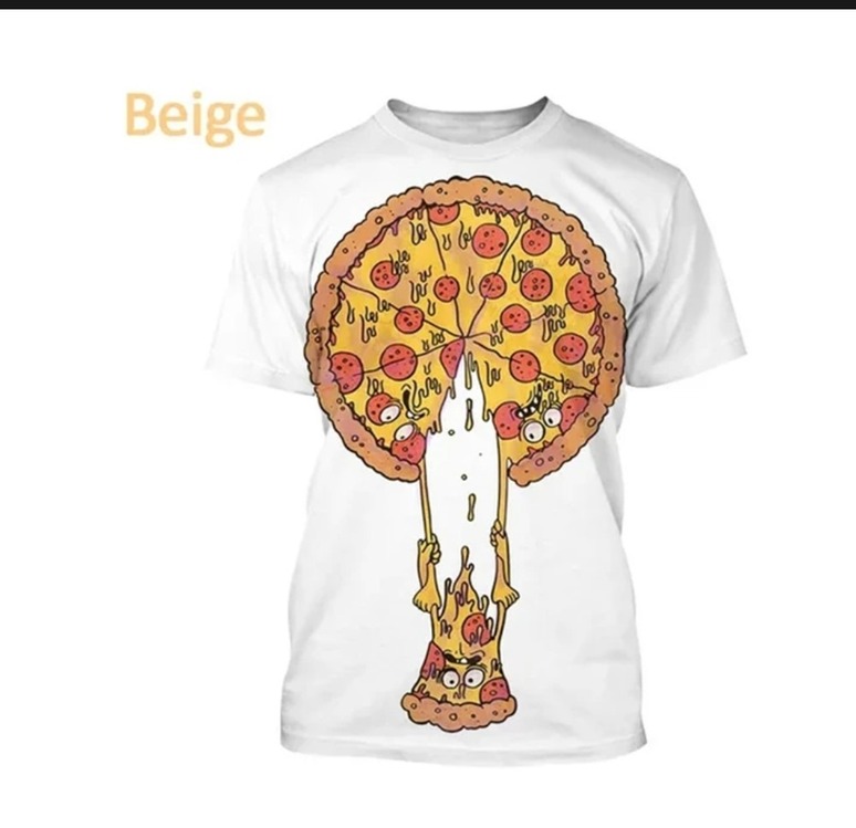 zsy23090811 Asian size M Pizza Dayanışma 3D Baskı T Shirt Adam Yaz O-boyun Kısa Kollu 1 Adet