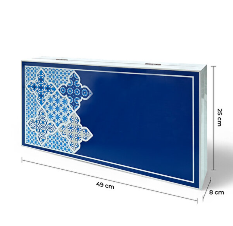 BGD8681126437172 Biggdesign Blue Tile Tavla, Çizilmez Zeminli, Mıknatıslı MDF Kasa, 2 Kat Vernik