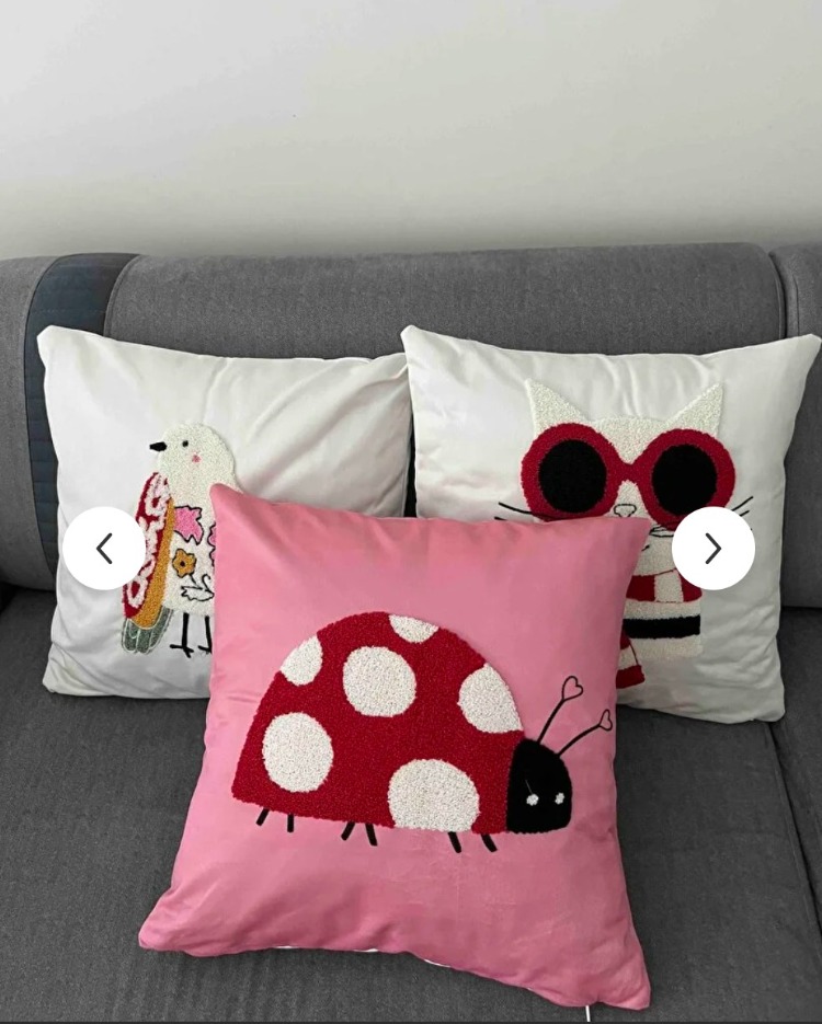 CPNK001 Punch Nakışlı Kırlent Kılıfı - 43*43 Cm - Kuş - EV MOBİLYA DEKORASYON