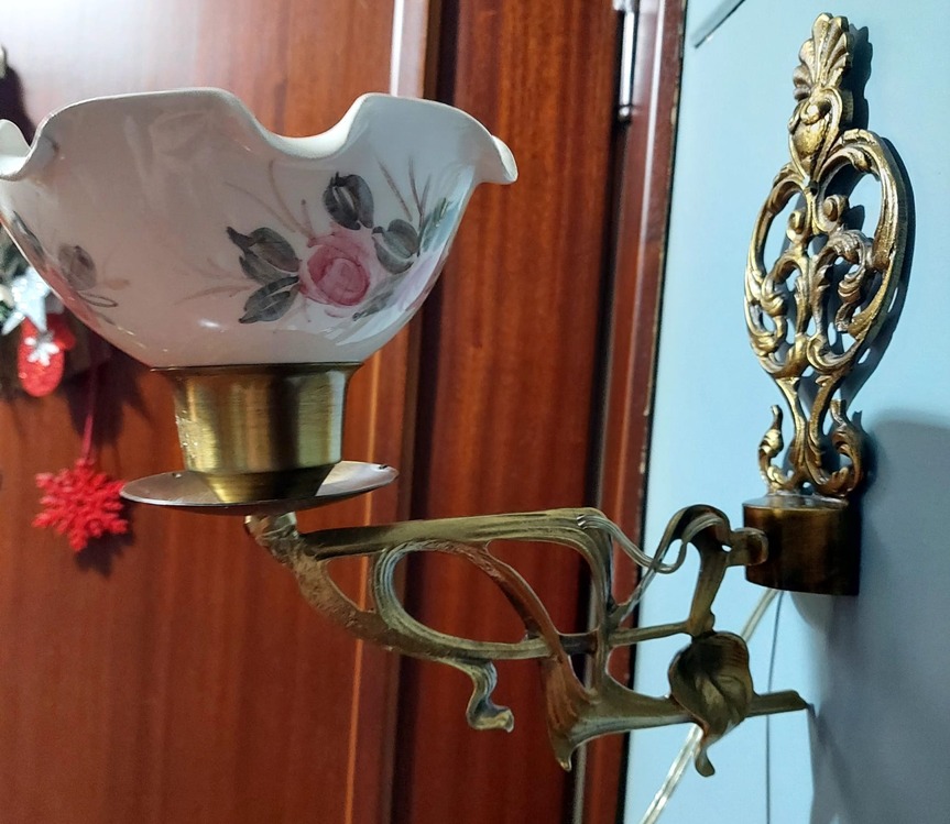 Aalanesra Seramik El Yapım Aplik Altı Pirinç Antikamsı Aydınlatma Çiçekli 1 Adet