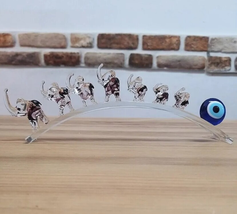 3900-AMT Kristal Murano Mor Filler Cam Nazarlık Nazar Boncuklu 22cm 1 Adet