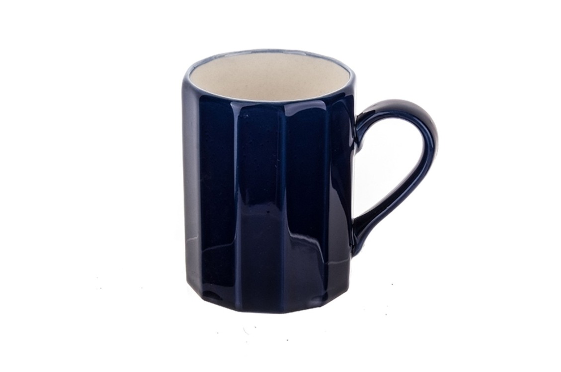 8690664227473 Tulu Porselen Sekizgen Mug Trend Mavi Kupa Bardak Sofra 1 Adet