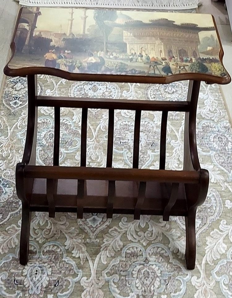 A85876 Ahşap MDF Sehpa Gazetelik Mecmualık 55cm Baskısı Üçüncü Ahmet Çeşmesi 1 Adet