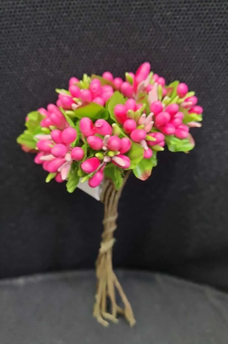 16-0023DP Onikili Mini Cipso Dk. Pink Yapay Pıtır Çiçek 14cm Dekoratif 1 Adet