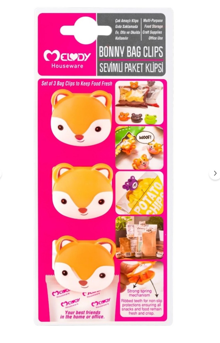 A788665729 (3'LÜ SET) Cutie Paket Klipsi Sevimli Hayvan Figürlü 