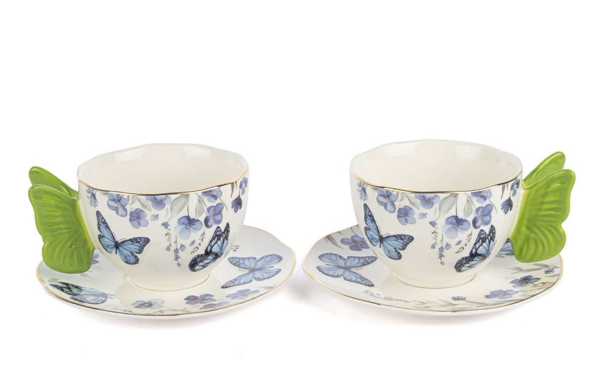 P374.115491 Butterfly Lovers 2li Çay Fincan Seti 250cc Mutfak Butik Porselen