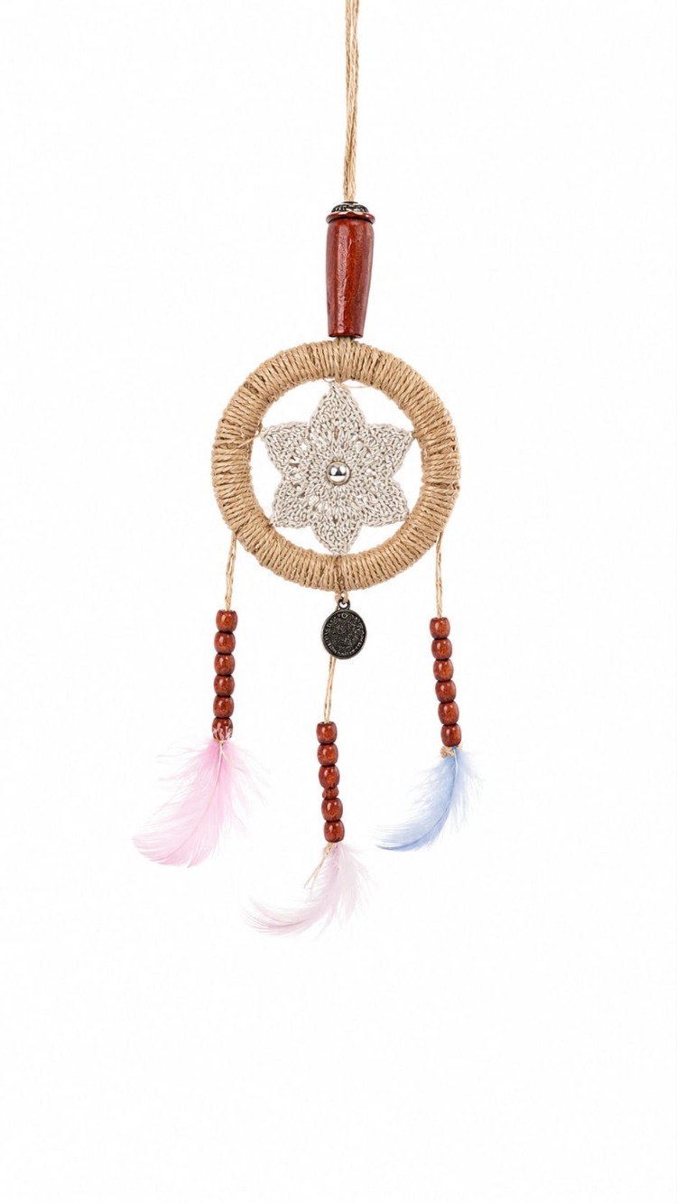 BEJ6 Elyapımı dantelli dreamcatcher Çap 8 cm