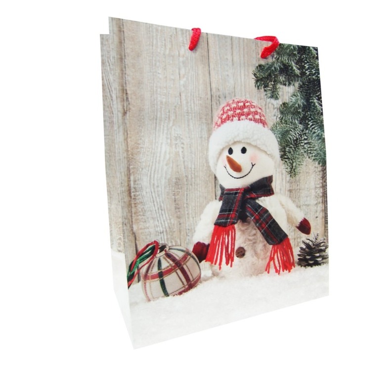SVR-5287 Yılbaşı Noel Yeni Yıl Christmas Karton Poşet Kardan Adam Orta Boy 1 Adet