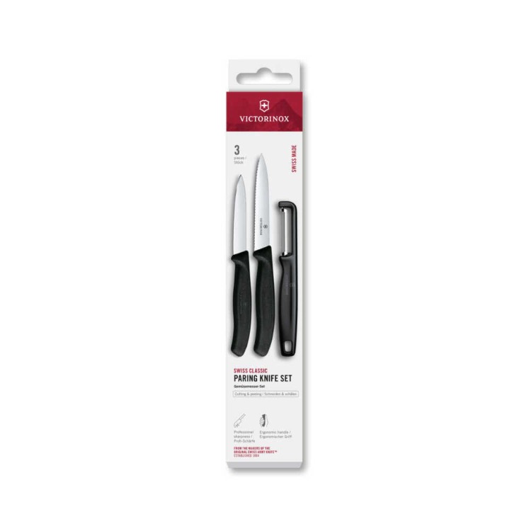VT 6.7113.33 Victorinox 6.7113.33 Swiss Classic 3lü Bıçak ve Soyacak Set, Siyah