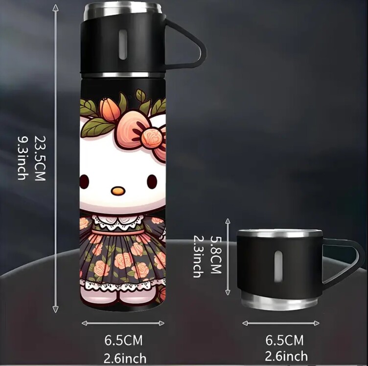 WJ621594 SANRIO Renk: Siyah / Kapasite: 16,9oz Stainless Steel Vacuum Thermos