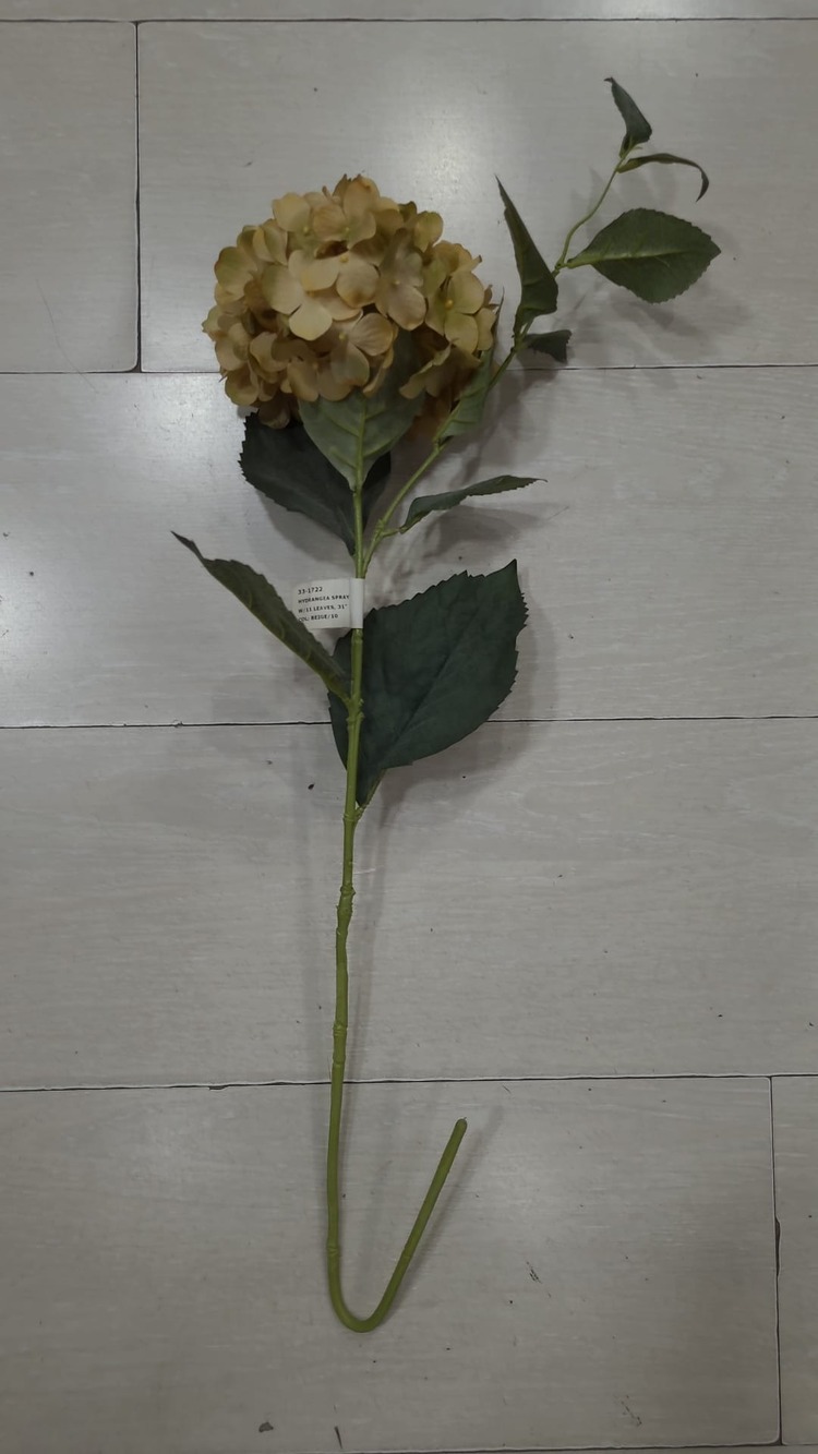 A33-1722 Yapay Çiçek Ortanca Hyrangea Spray Leaves 31inch Bej 1 Adet