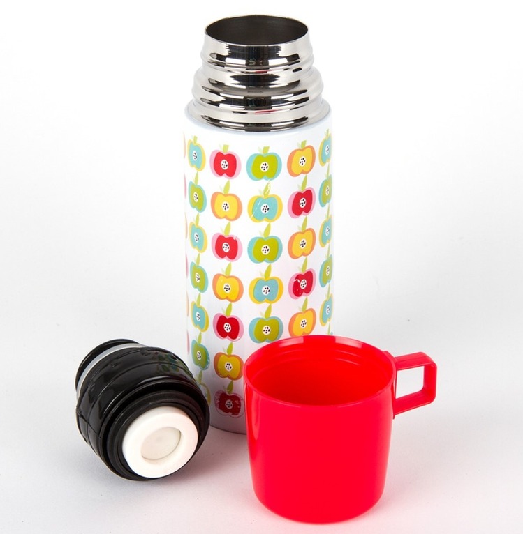 492571 Excellent Houseware İzole Şişe 350ml Termos Çiçek Bardaklı Turkuaz 1 Adet