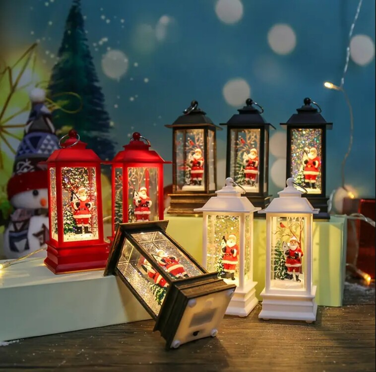 VA342874 Noel Baba / Beyaz 1 Adet Noel Kare Rüzgar Işığı Elektronik Şamdan Lamba