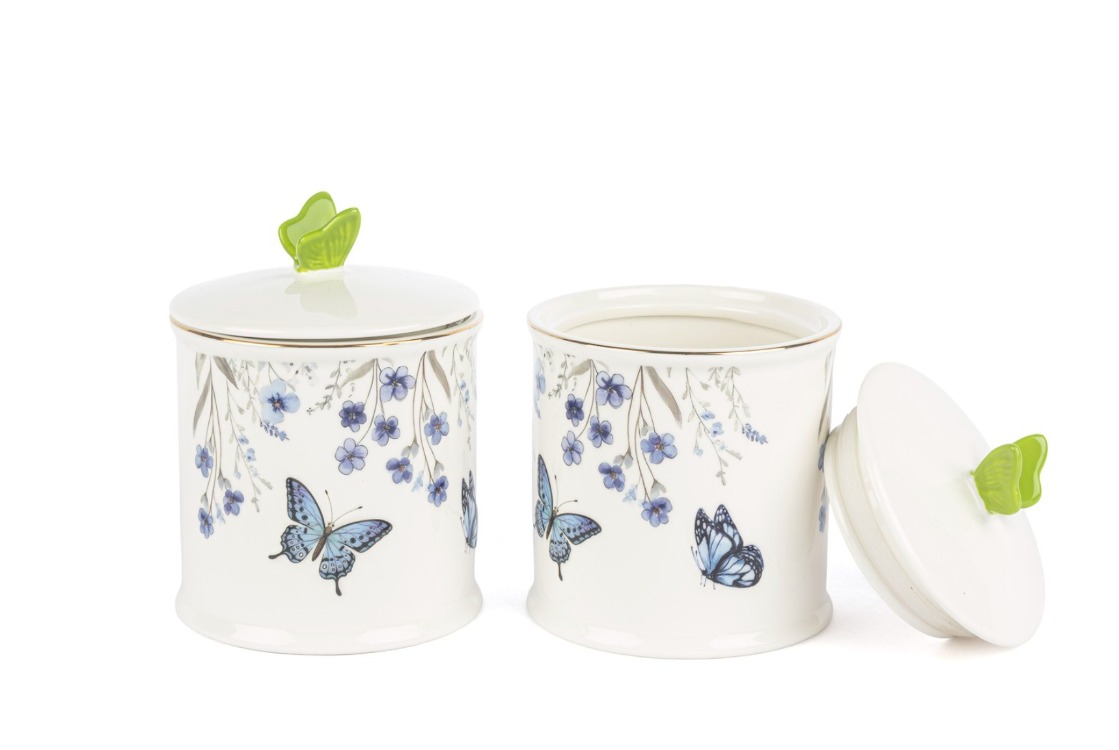 P374.115514 Butterfly Lovers 2li Kavanoz 14cm Mutfak Butik Porselen