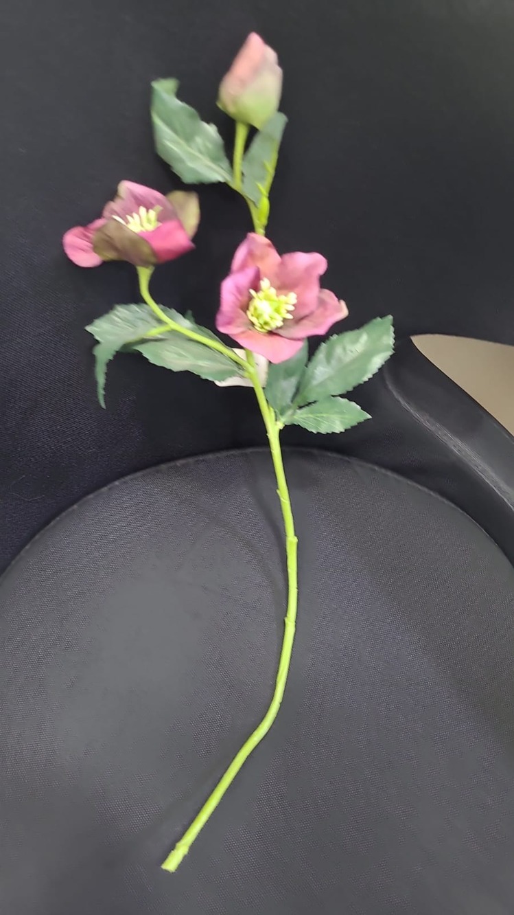 A33-1583 Helleborus Spray x3 22,5inch Fuşya Renk Yapay Çiçek 1 Adet