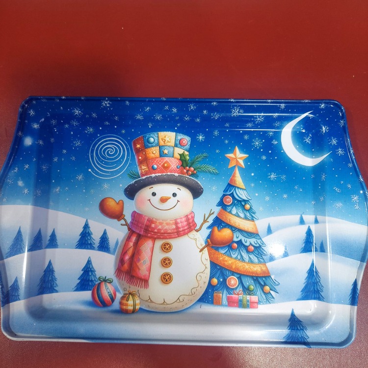 B2033BG201509112025 Küçük Temalı Metal Tepsi Genişlik 15,7cm Uzunluk 24,5cm 1 Adet