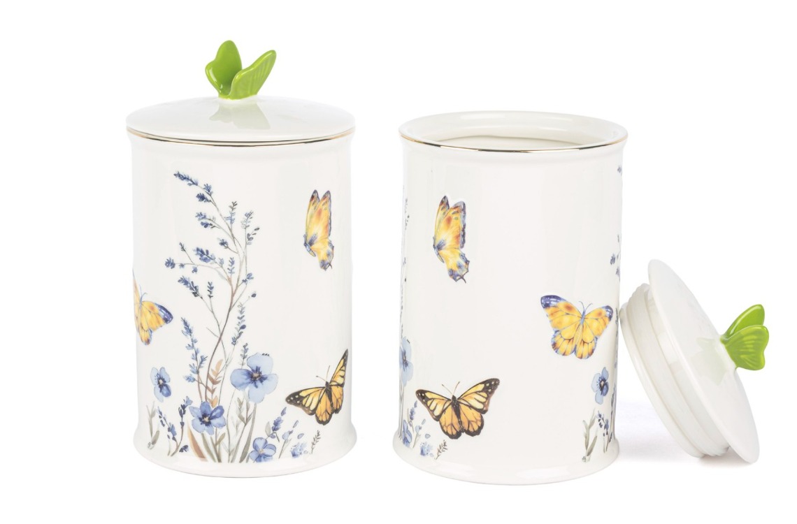 P374.115507 Butterfly Lovers 2li Kavanoz 20cm Mutfak Butik Porselen
