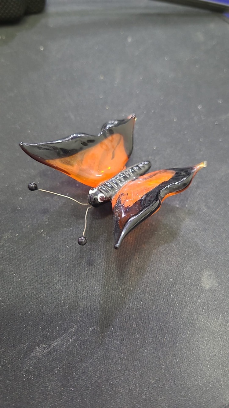 CAMKEL 6cm Cam Metal Kelebek El Yapım Zanaat Figür Heykel 1 Adet