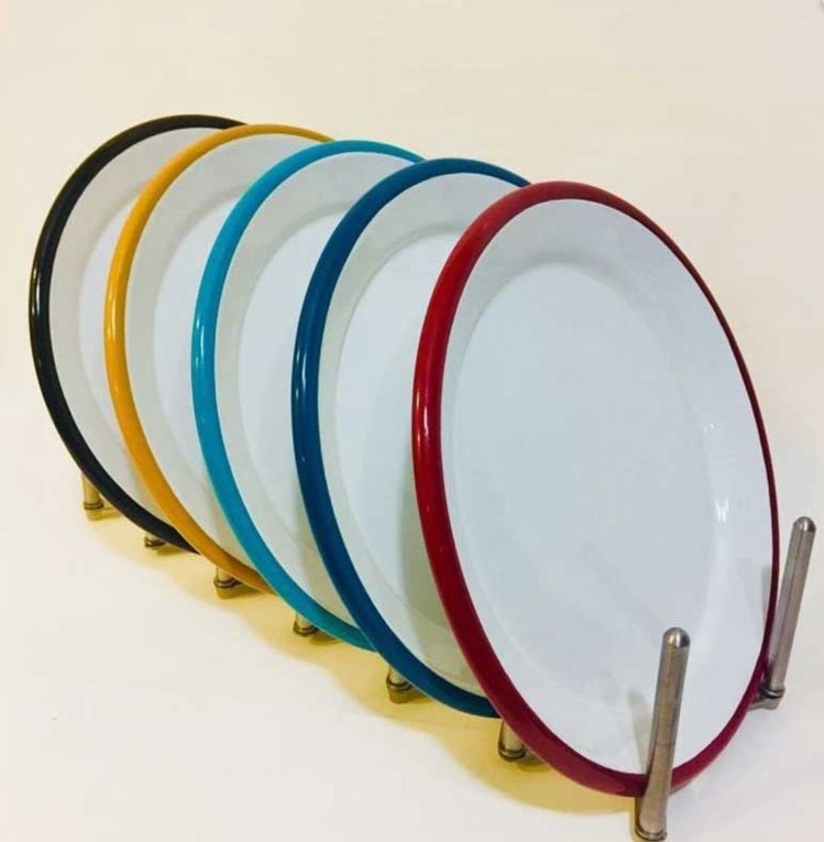 22.EMY.TB26.3 Emaye Tabak 25cm Servis Kenar Bant Petrol Yeşili 1 Adet