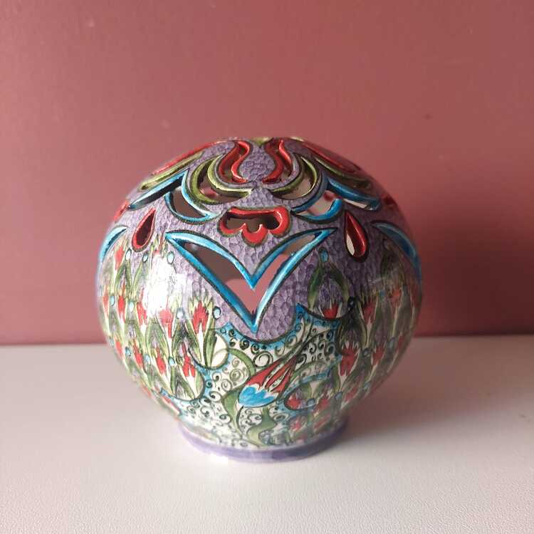 201013102025 Çap 10 cm Yük 10 cm Seramik küre + tealight mum