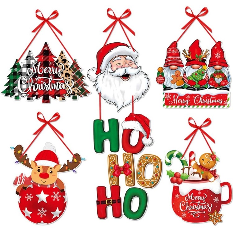 LH01201L10 Hohoho Mutlu Noel Kapı Askı Yeni Yıl Parti Kolye Asılı Oranment 1 Adet