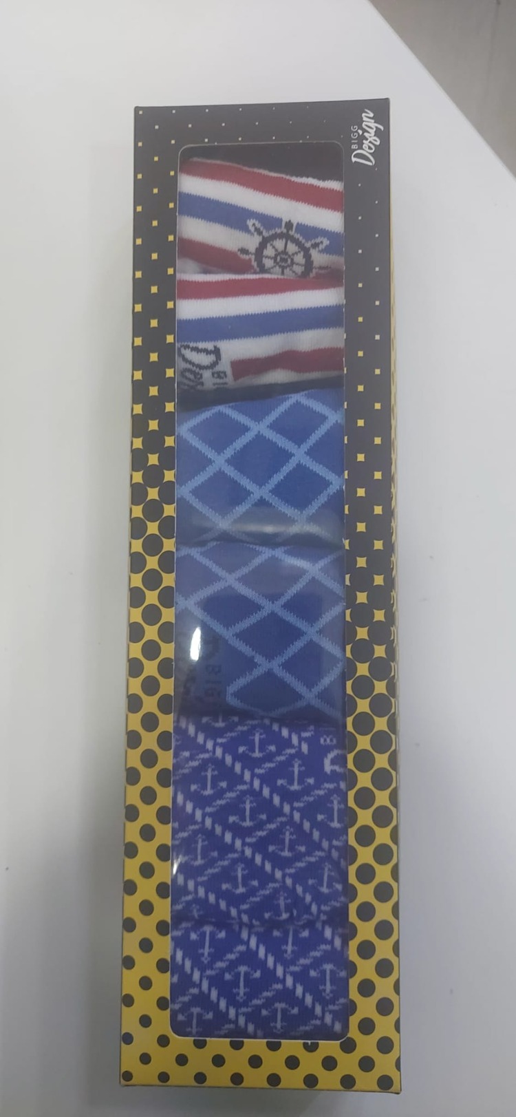 A64958 6'lı Çorap Set Design Deniz Atı Çapa Mavi Kırmızı Beyaz Erkek