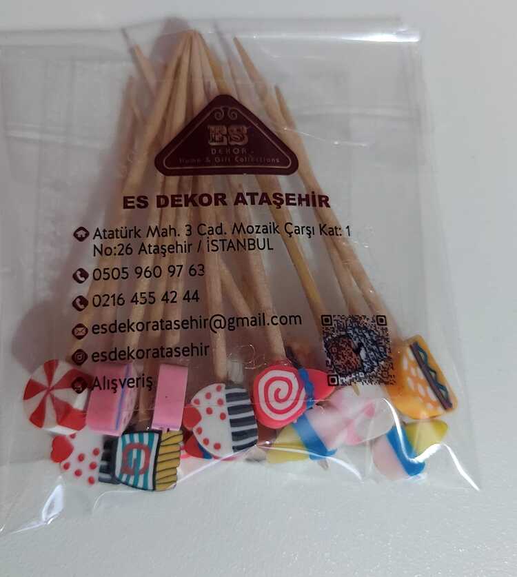 MİNİK-SUS-BATON-01 Renkli Fimo Şekilli Kokteyl Kürdanları 15’li Set Eğlenceli Sunum ve Parti