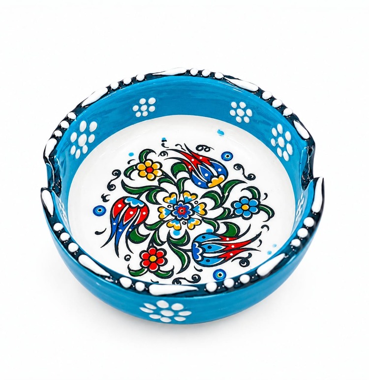 86910000000215 Seramik Çini İşlemeli Küllük - 1 Adet (9 cm)