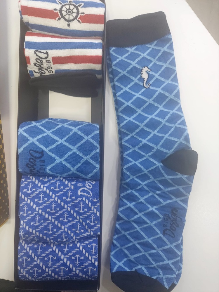 A64958 6'lı Çorap Set Design Deniz Atı Çapa Mavi Kırmızı Beyaz Erkek