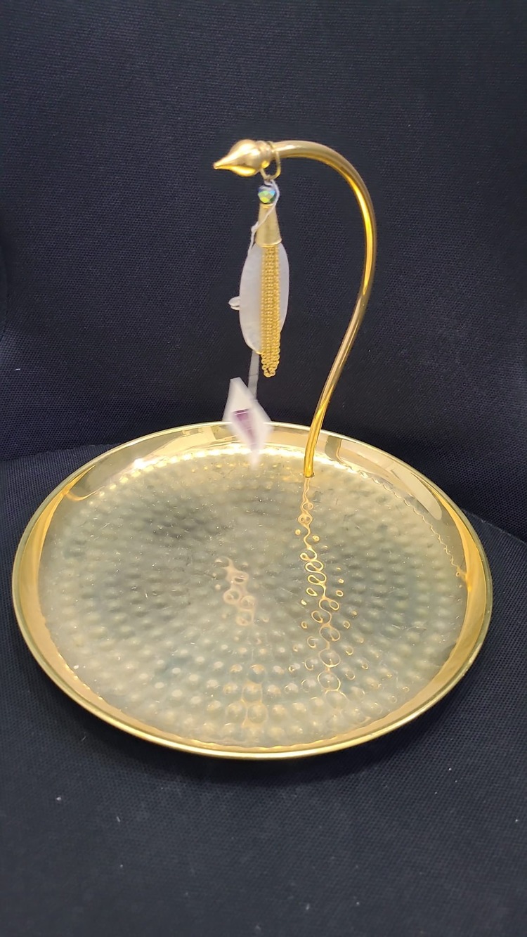 A4847 Yükseklik 18cm Çap 23cm Metal Yuvarlak Gold Renk Albrifn Lalezar Çaycı Model 1 Adet