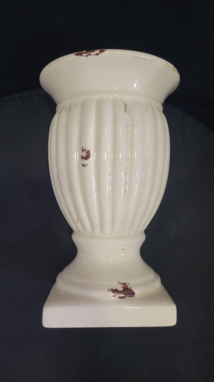 81179WH 22cm boy 11cm taban 14cm dış çap 1 adet seramik eskitme vintage saksı vazo