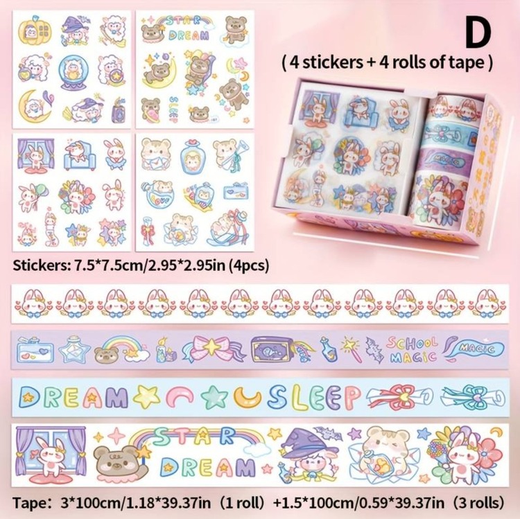 D92389284 Kağıt Bant Orijinal Karikatür Günlük Yapıştırma Malzeme Filmi Diy Günlük 1 Set