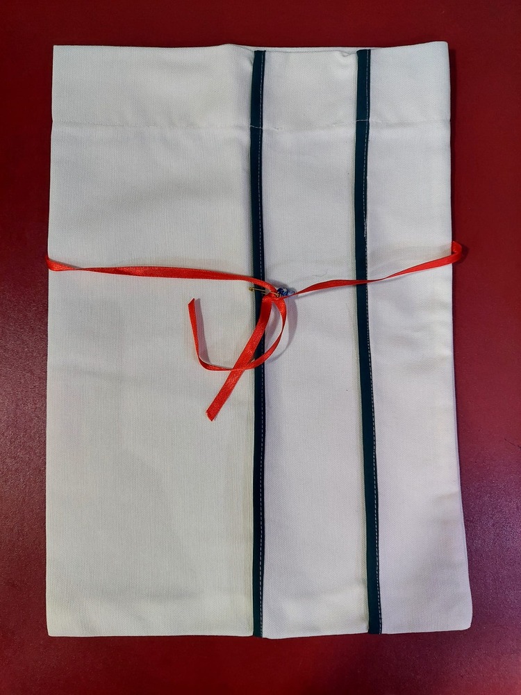 D01GUBGR Gabardin Kumaş Nazar Boncuklu Bez Kese Bağ Detaylı El Yapım 38x26cm 1 Adet