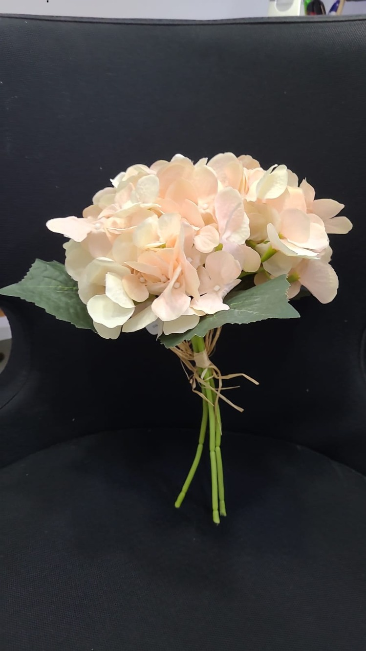 366-060HP207 Yapay Çiçek Ortanca Hydrangea Bundle x3 Leaves 39cm Peach 1 Adet