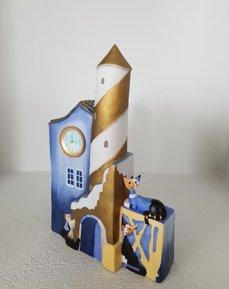 3141140388-234-8740 Rosina Wachtmeister tarafından Clock Faro Giallo Cat House Goebel