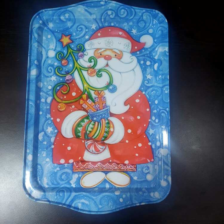 C1913BMTP79 Yeni Yıl Büyük Metal Tepsi 33x22cm Merry Christmas Noel