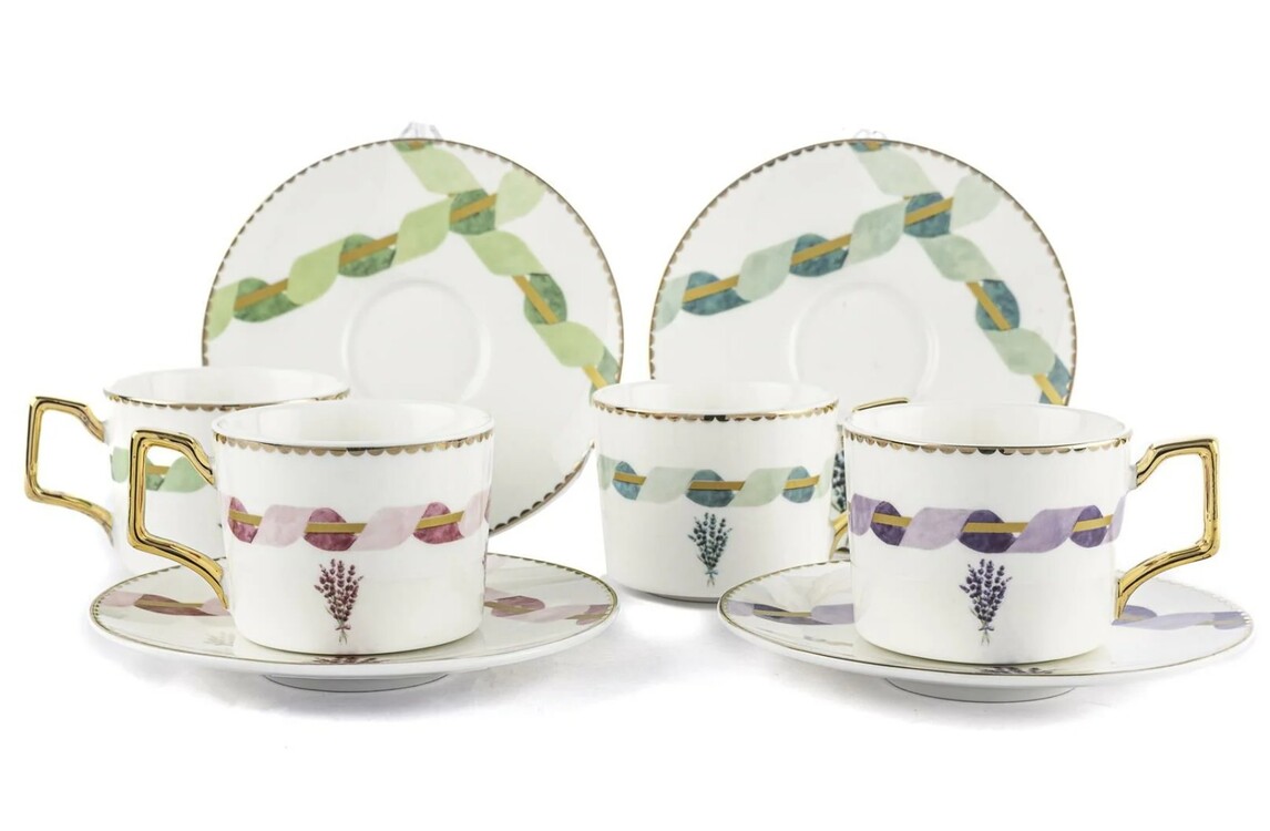 P038.393854 Lavender 2'li Kahve Fincan Set 120cc Sofra Mutfak Porselen Rastgele Renk