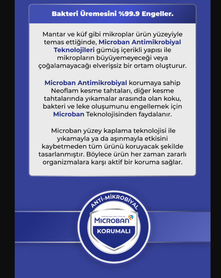 D-NEOFCB305 Fika Microban Kesme Tahtası Büyük 305*445*9 Mm Bej Mutfak
