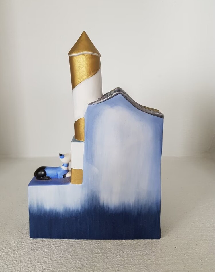 3141140388-234-8740 Rosina Wachtmeister tarafından Clock Faro Giallo Cat House Goebel